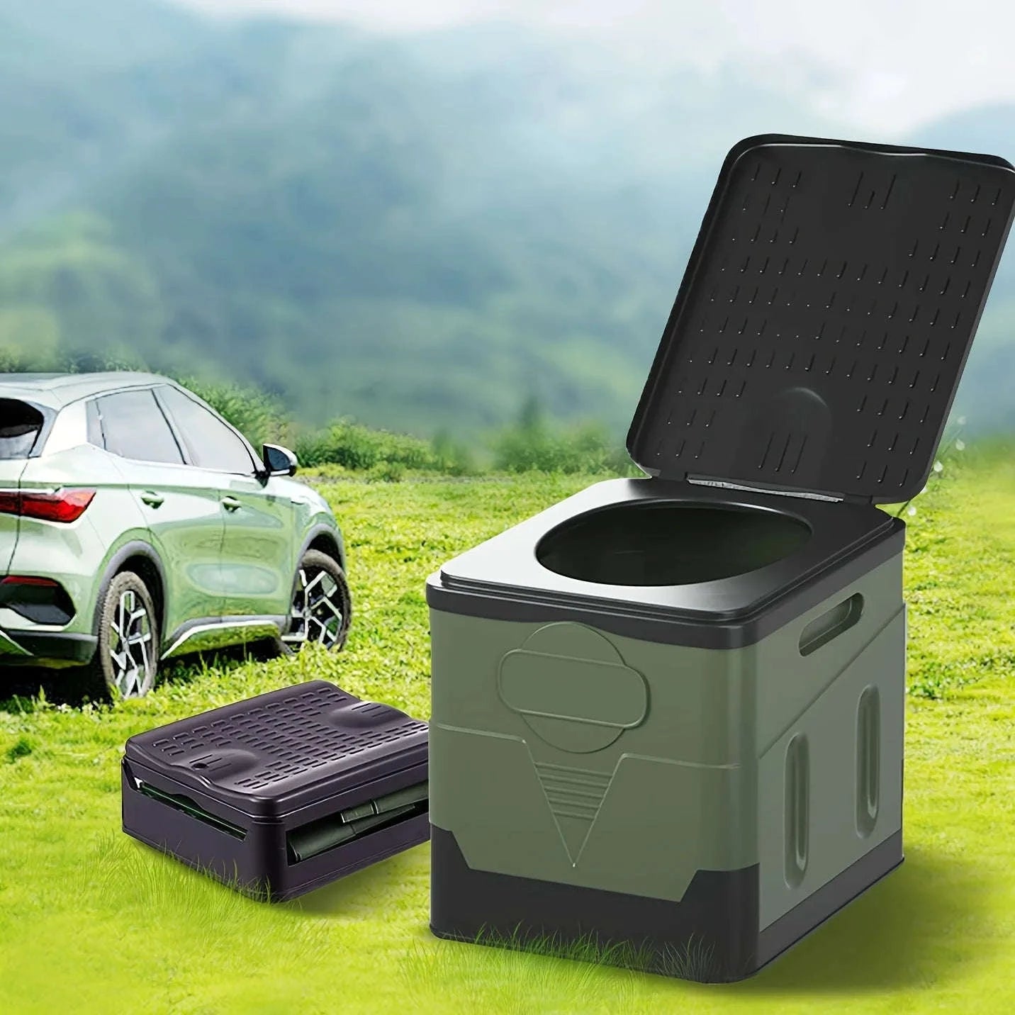 Portable Foldable Camping Toilet-Black