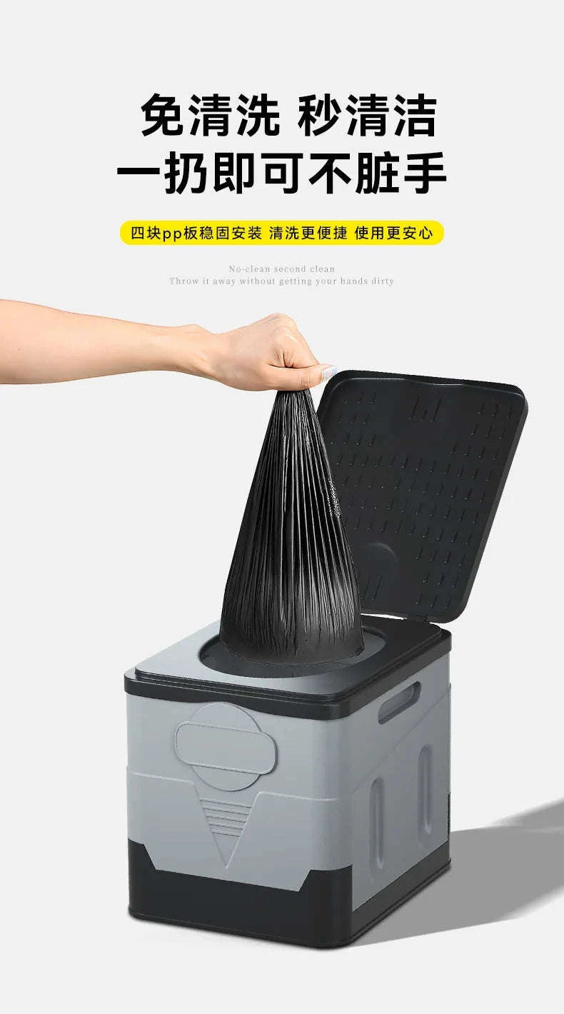 Portable Foldable Camping Toilet-Black