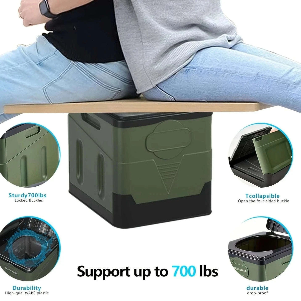 Portable Foldable Camping Toilet-Black