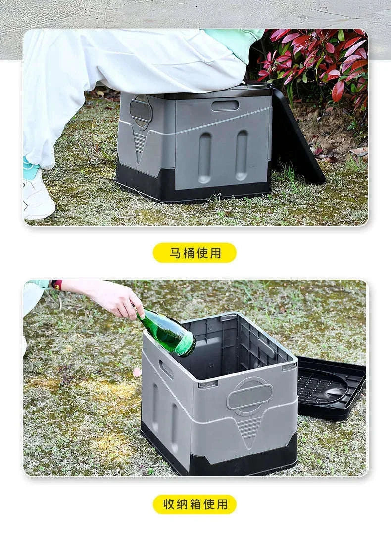Portable Foldable Camping Toilet-Black
