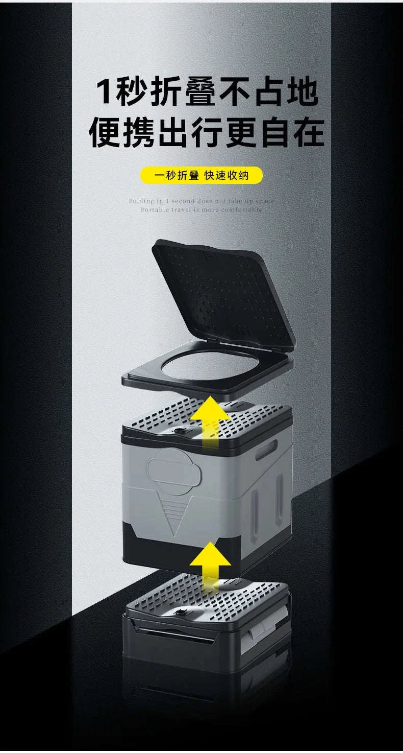 Portable Foldable Camping Toilet-Black