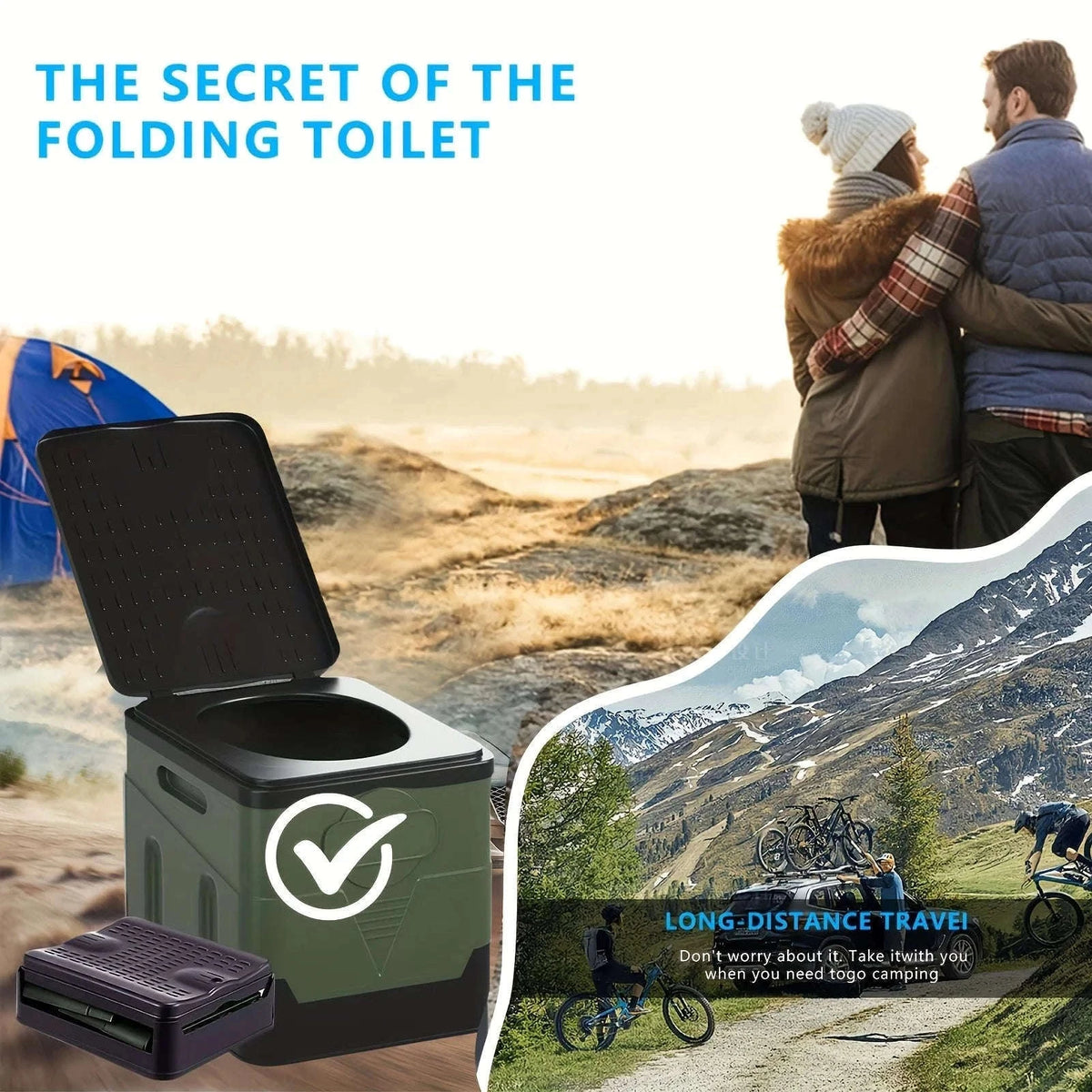 Portable Foldable Camping Toilet-Black