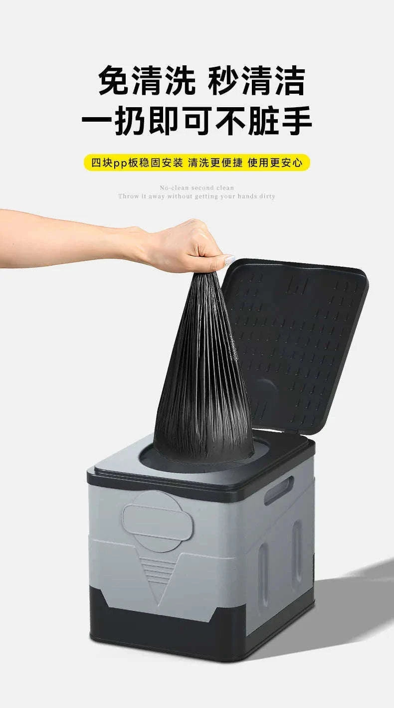 Portable Foldable Camping Toilet-Black