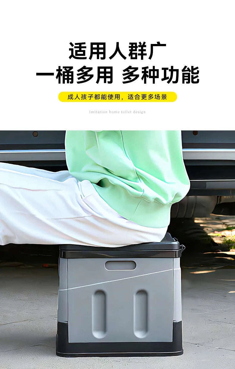Portable Foldable Camping Toilet-Black
