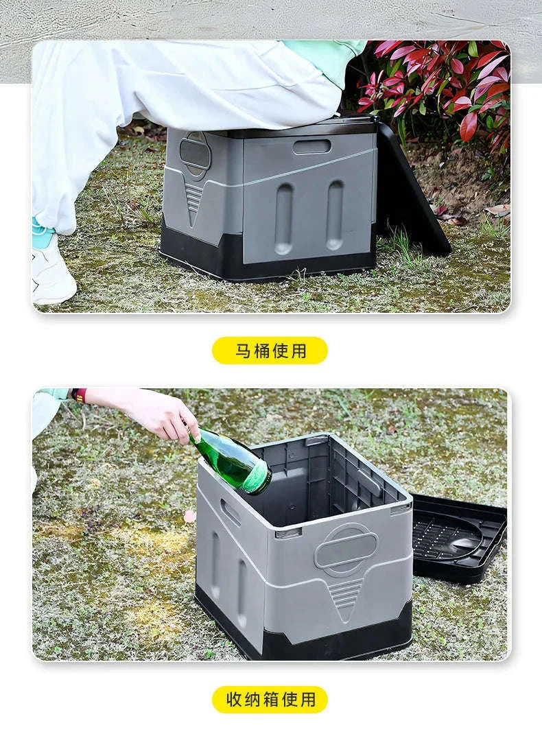 Portable Foldable Camping Toilet-Black