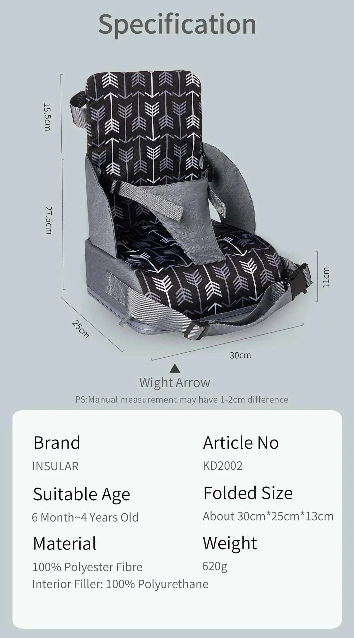 Portable Foldable Children's Booster Seat for Dining & Travel-