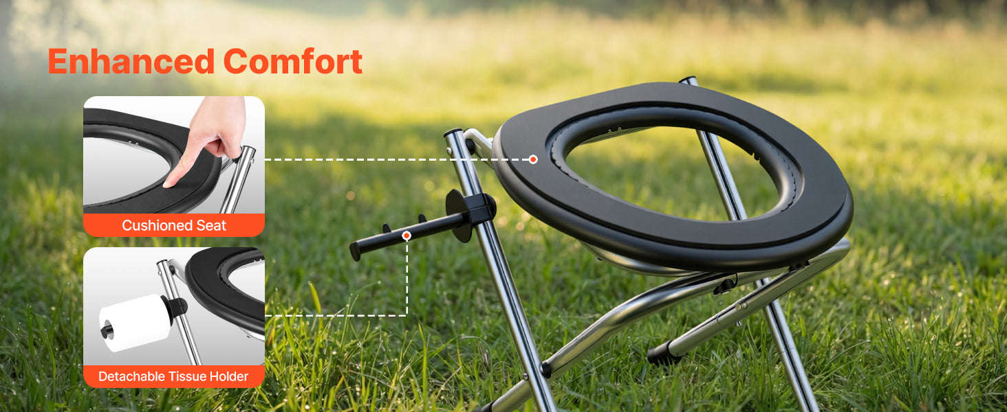 Portable Foldable Toilet for Camping with Soft Seat-350 lbs / United States