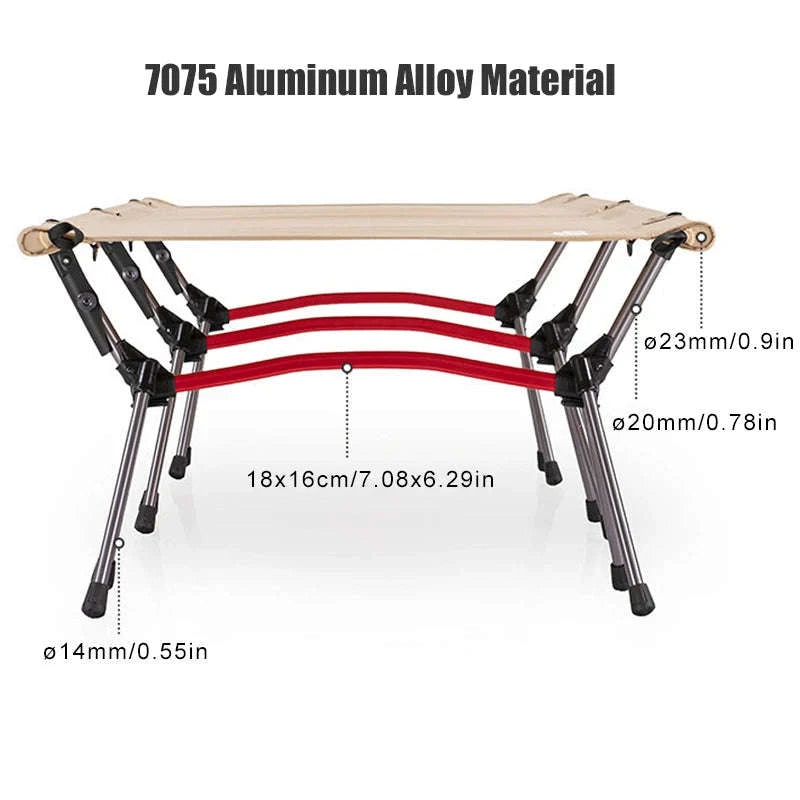 Portable Folding Camping Bed with Height Adjustment-black / United States