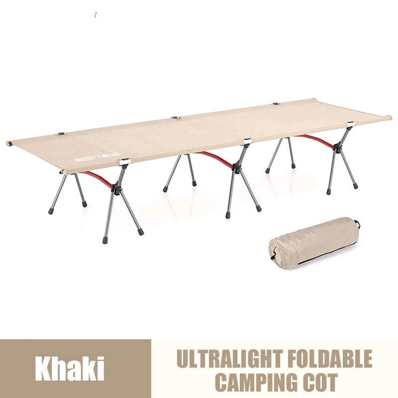 Portable Folding Camping Bed with Height Adjustment-black / United States