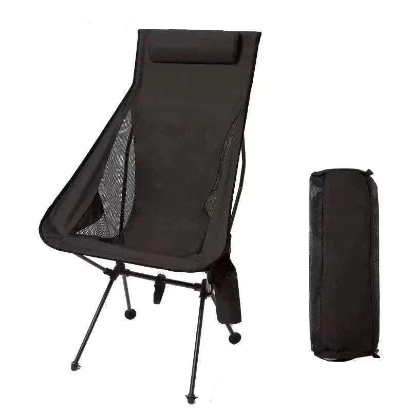 Portable Folding Camping Chair with Headrest Lightweight Aluminum Alloy-Beige
