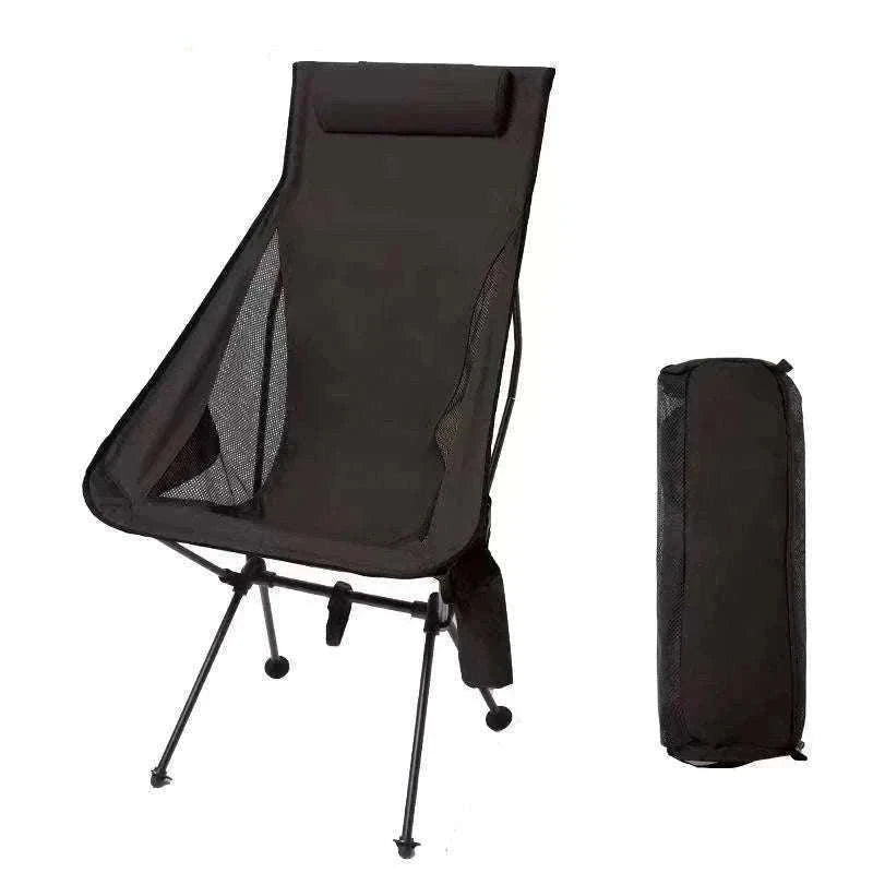 Portable Folding Camping Chair with Headrest Lightweight Aluminum Alloy-Beige