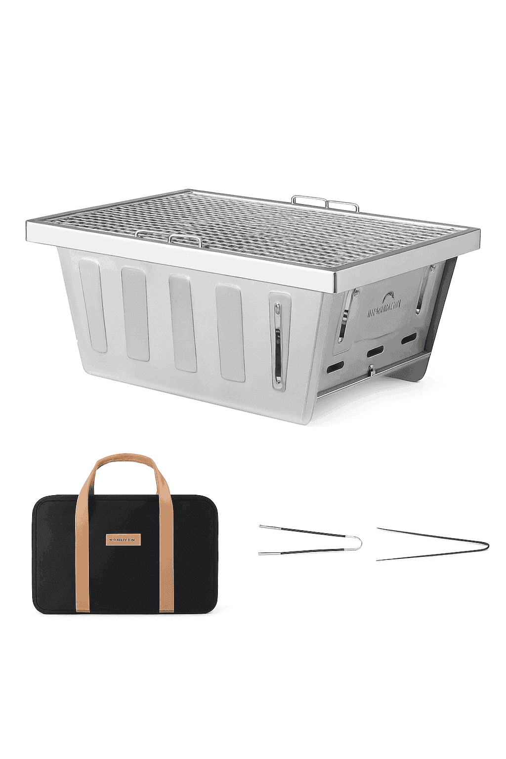 Portable Folding Charcoal Grill for IGT Table with Tongs-Folding Grill / Germany