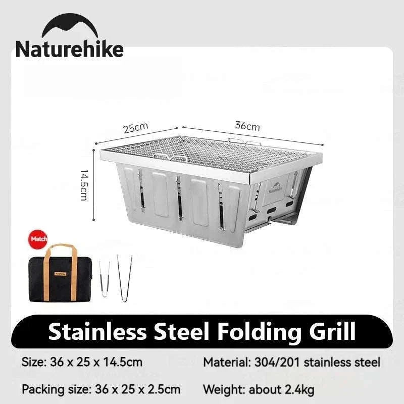 Portable Folding Charcoal Grill for IGT Table with Tongs-Folding Grill / Germany