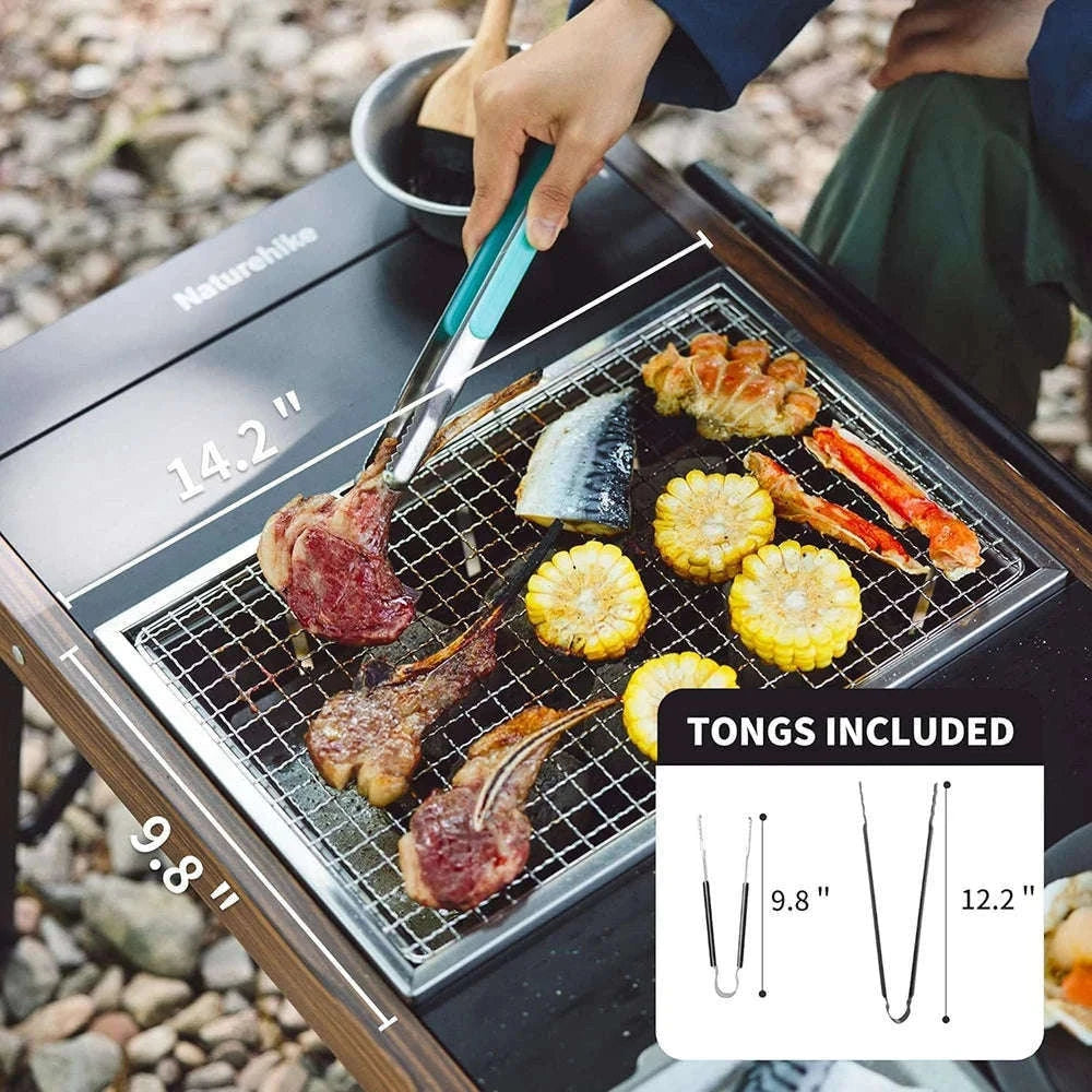 Portable Folding Charcoal Grill for IGT Table with Tongs-Folding Grill / Germany