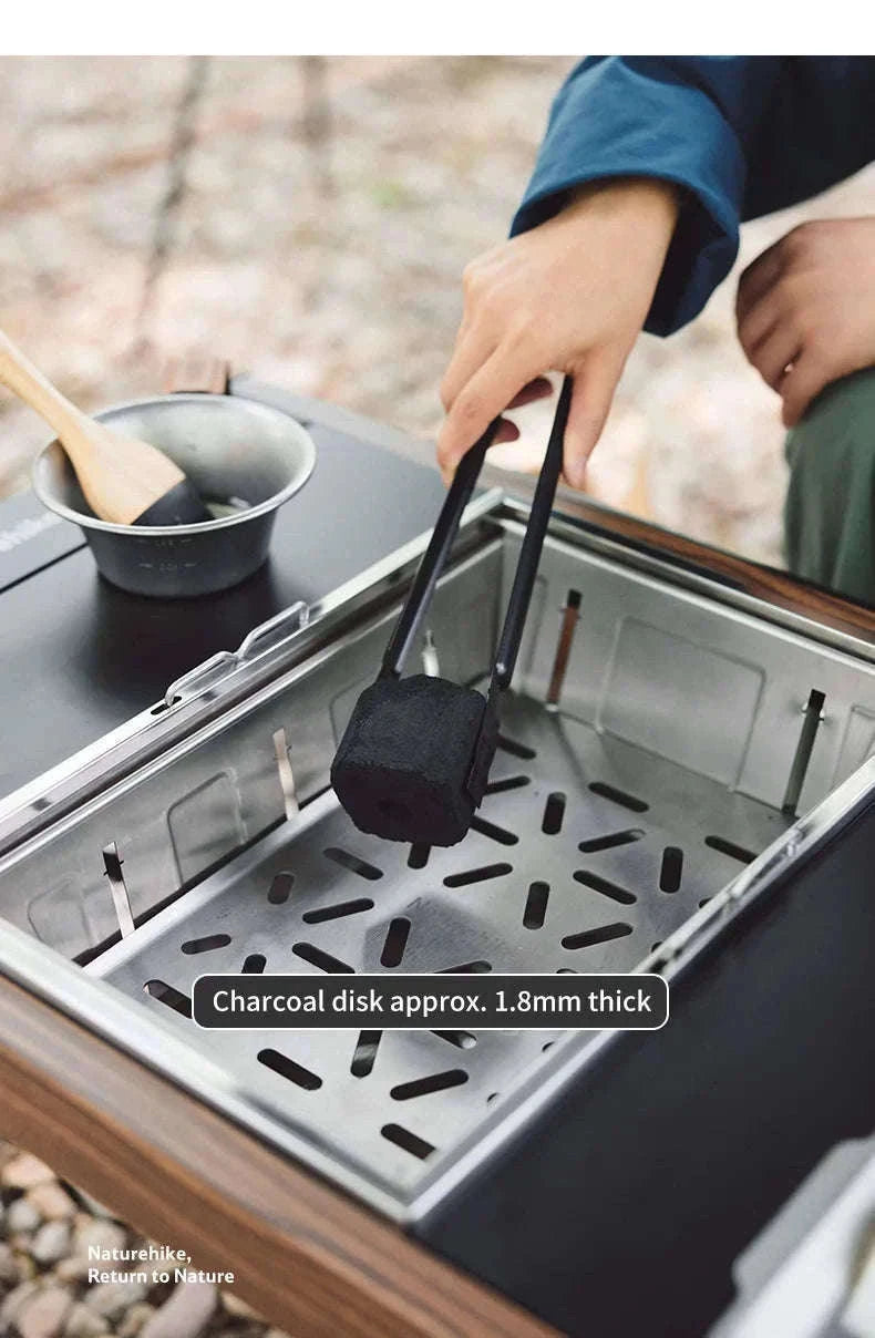Portable Folding Charcoal Grill for IGT Table with Tongs-Folding Grill / Germany