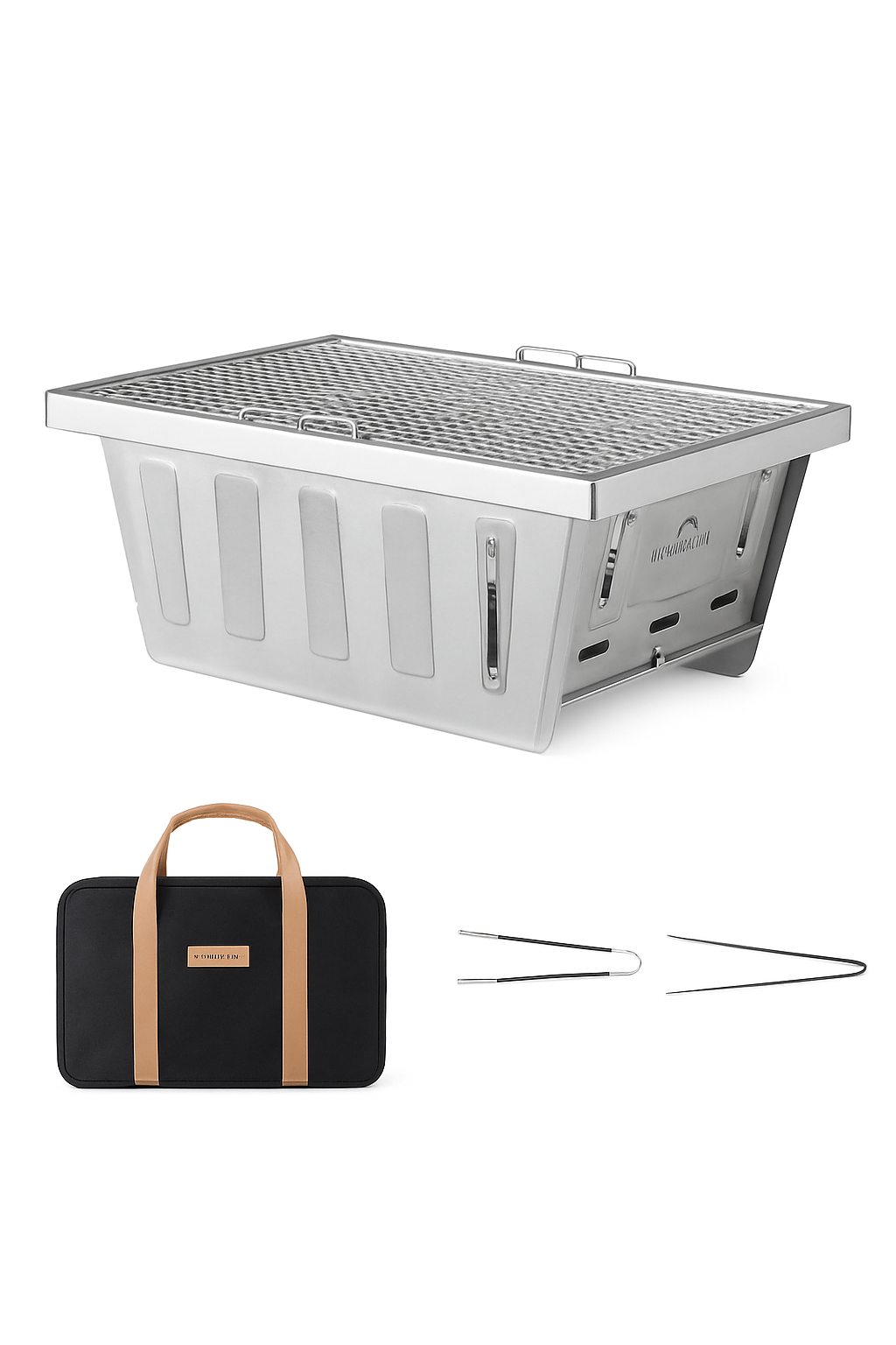 Portable Folding Charcoal Grill for IGT Table with Tongs
