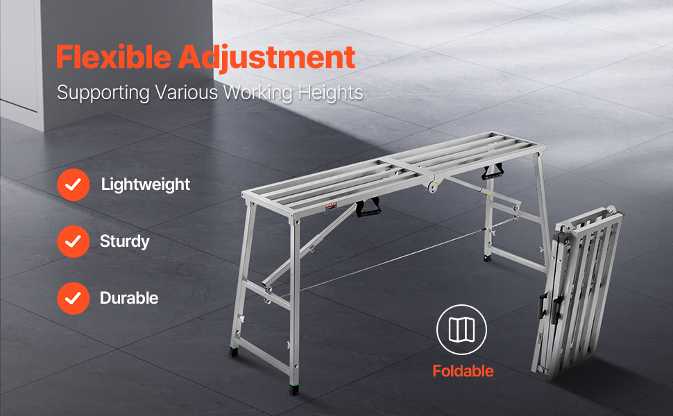 Adjustable Folding Work Platform with 4 Height Settings, 882 lb Capacity