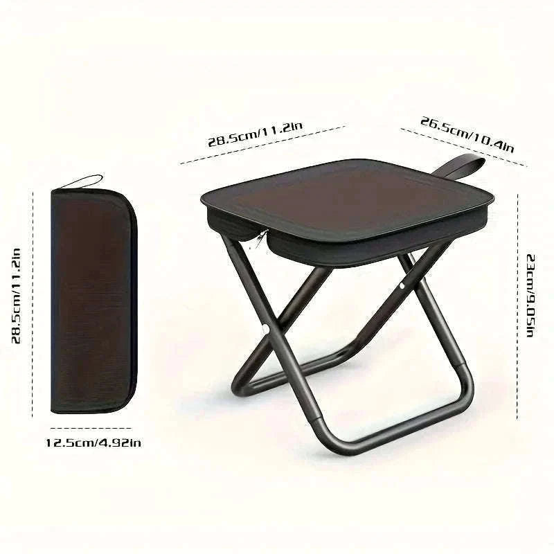 Portable Folding Stool Compact Travel Seat for Camping, Hiking & Daily Use-Black-A