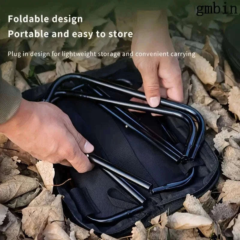 Portable Folding Stool Compact Travel Seat for Camping, Hiking & Daily Use-Black-A