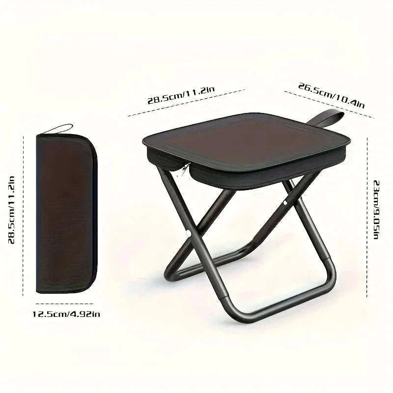 Portable Folding Stool Compact Travel Seat for Camping, Hiking & Daily Use-Black-A