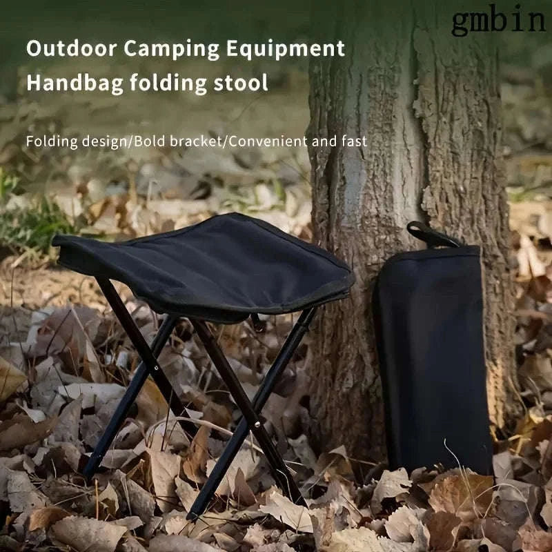 Portable Folding Stool Compact Travel Seat for Camping, Hiking & Daily Use-Black-A
