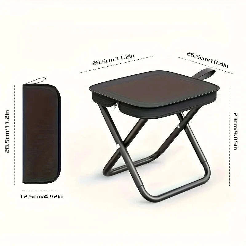 Portable Folding Stool Compact Travel Seat for Camping, Hiking & Daily Use-Black-A