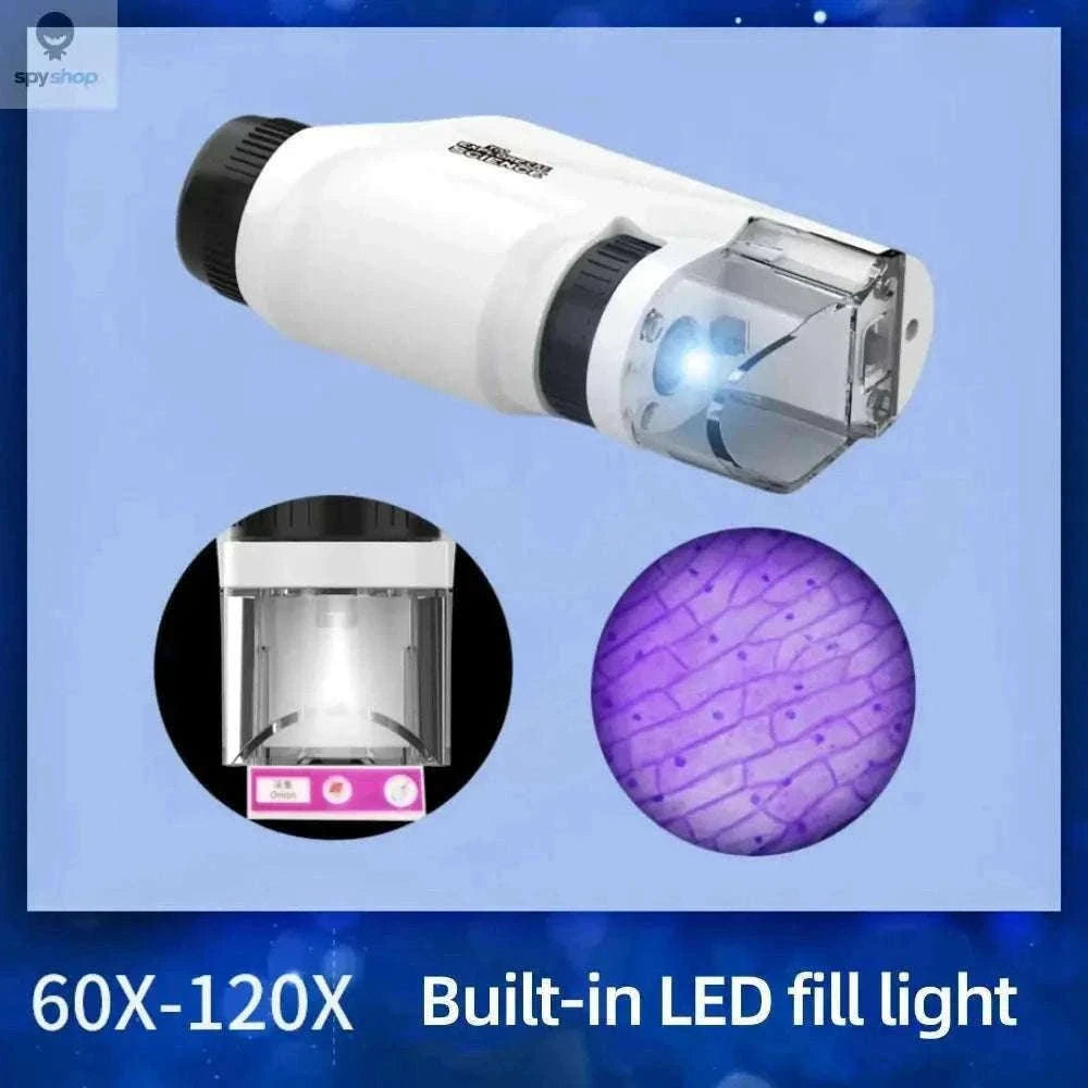 Portable Handheld Microscope 60–120X with LED Light-Blue