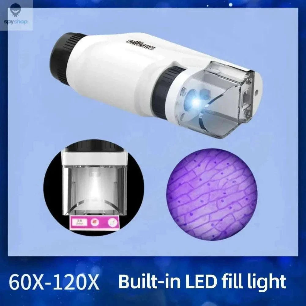 Portable Handheld Microscope 60–120X with LED Light-Blue