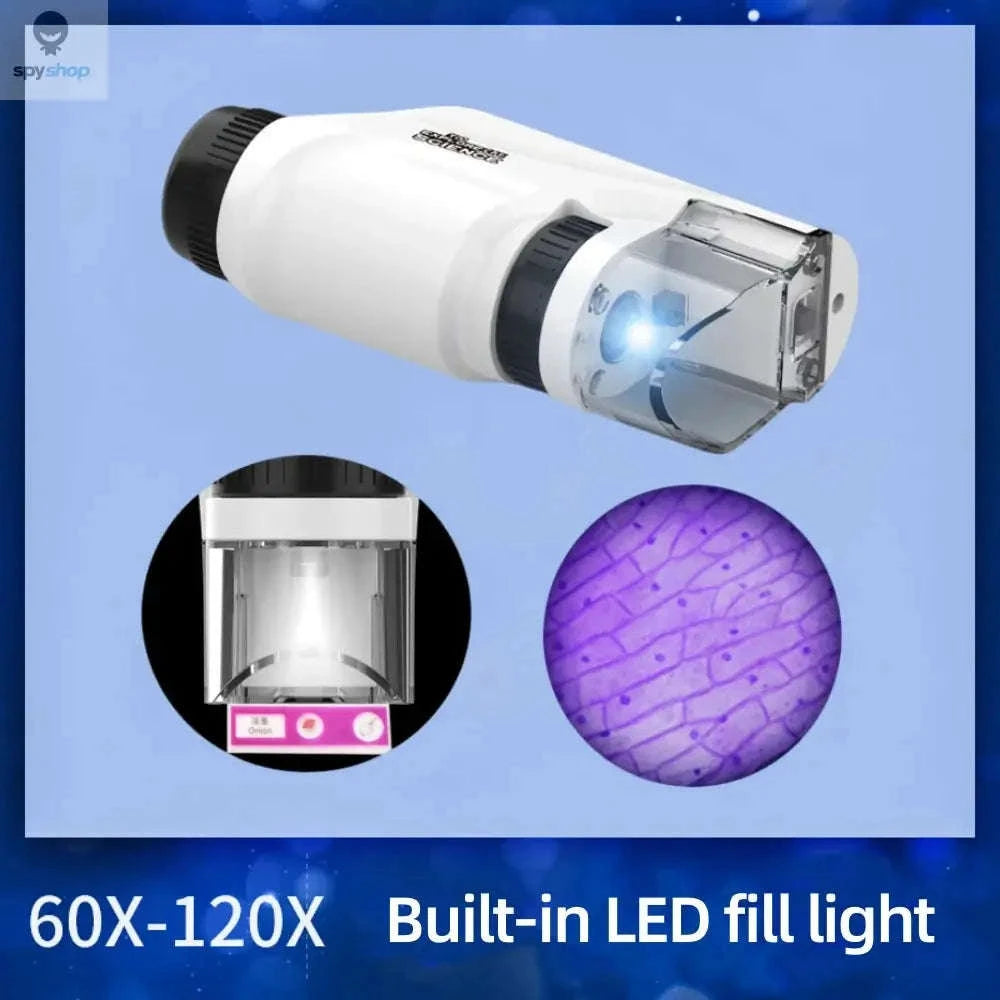 Portable Handheld Microscope – 60–120X Zoom with LED Illumination-Blue