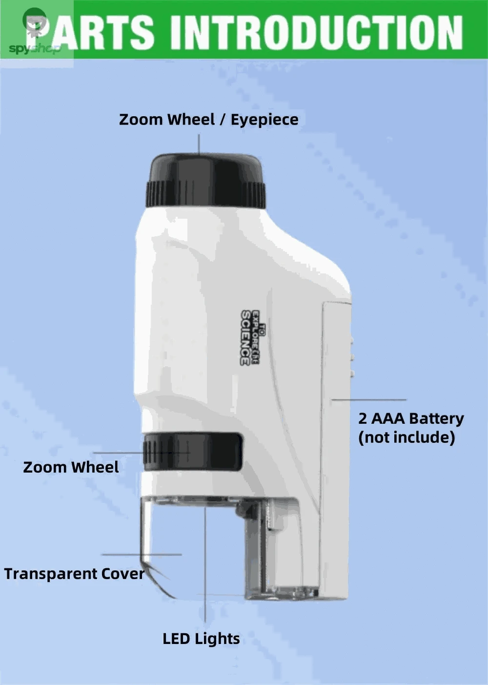 Portable Handheld Microscope 60–120X Zoom with LED Light-