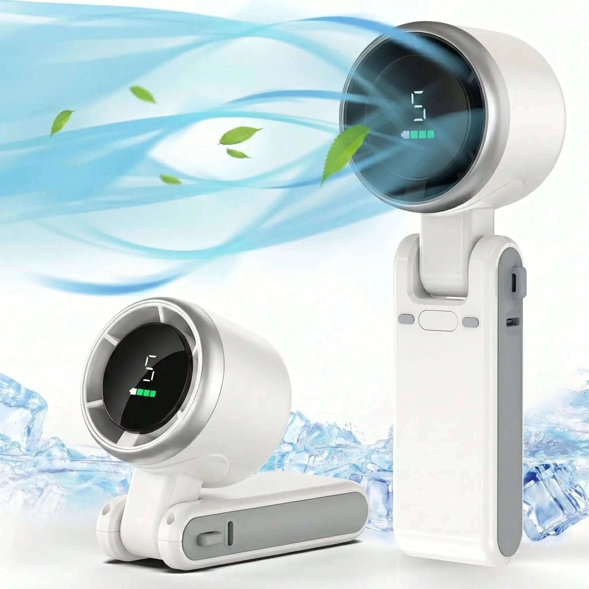 Portable Handheld Turbo Fan, 5000mAh, 12-Hour Battery Life-WHITE / United States