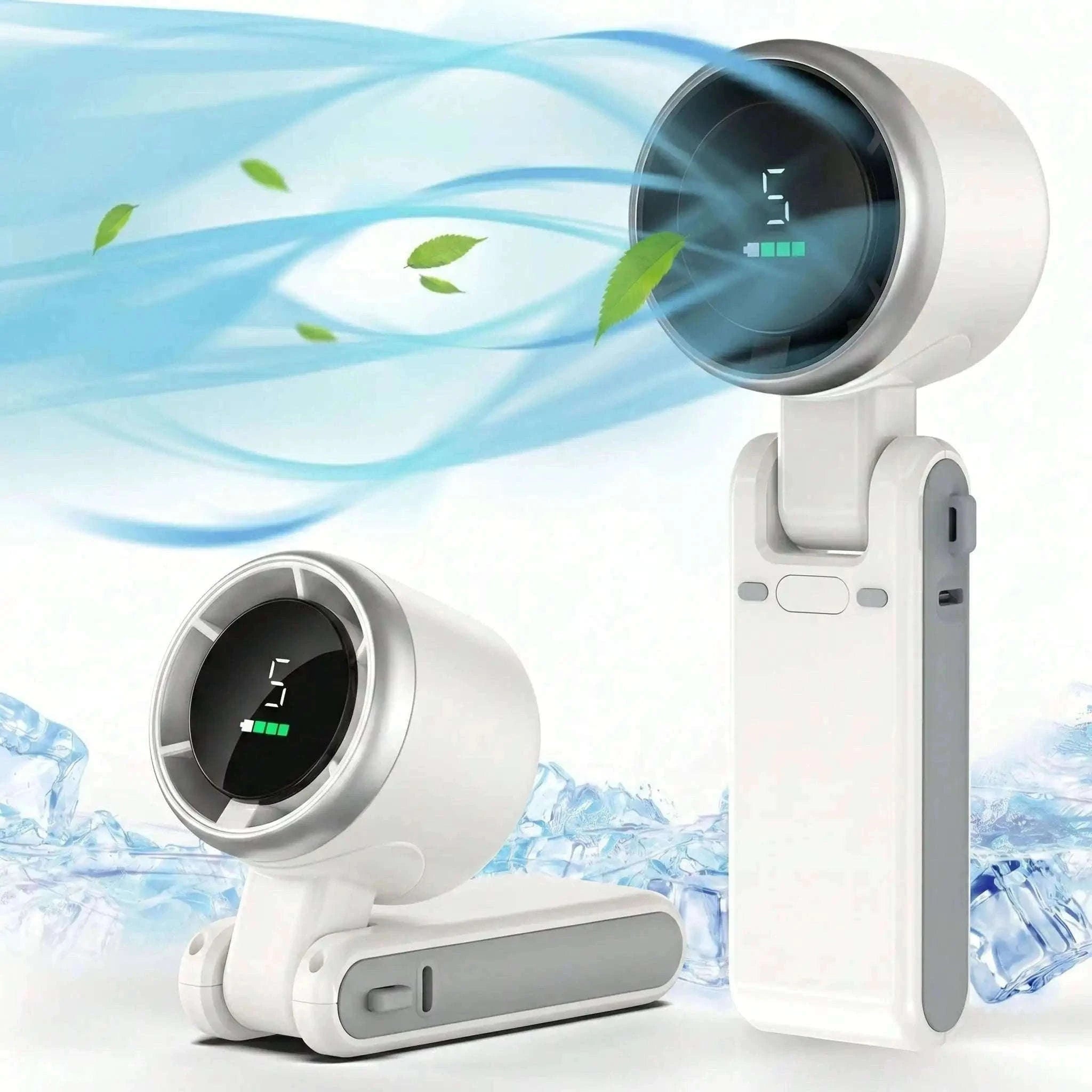 Portable Handheld Turbo Fan, 5000mAh, 12-Hour Battery Life-WHITE / United States