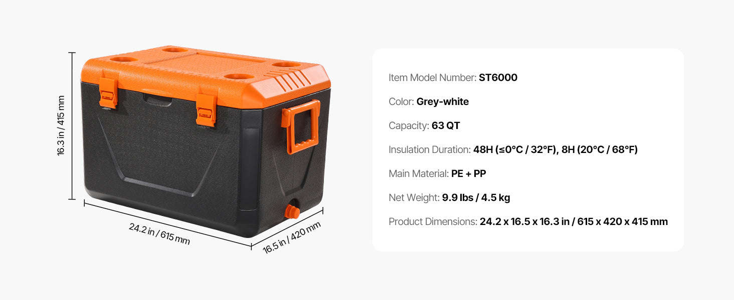 Portable Hard Cooler with Ice Retention, Heavy-Duty Handles and Cup Holder-16.5qt / United States