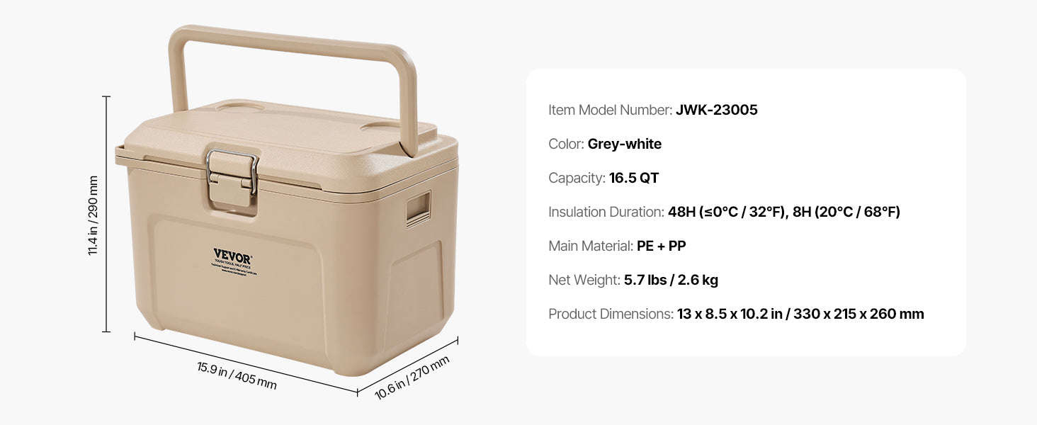 Portable Hard Cooler with Ice Retention, Heavy-Duty Handles and Cup Holder-16.5qt / United States
