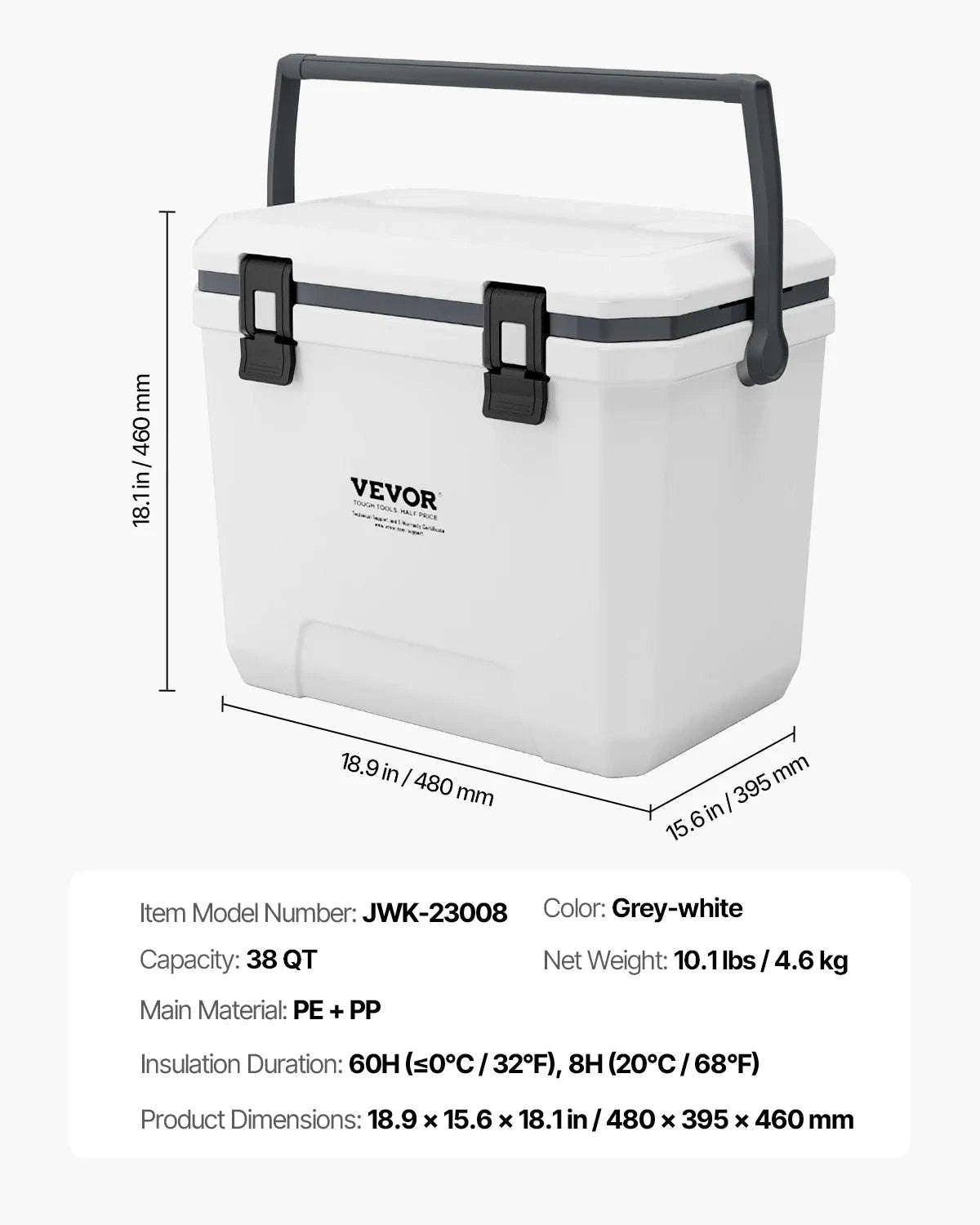 Portable Hard Cooler with Ice Retention, Heavy-Duty Handles and Cup Holder-16.5qt / United States