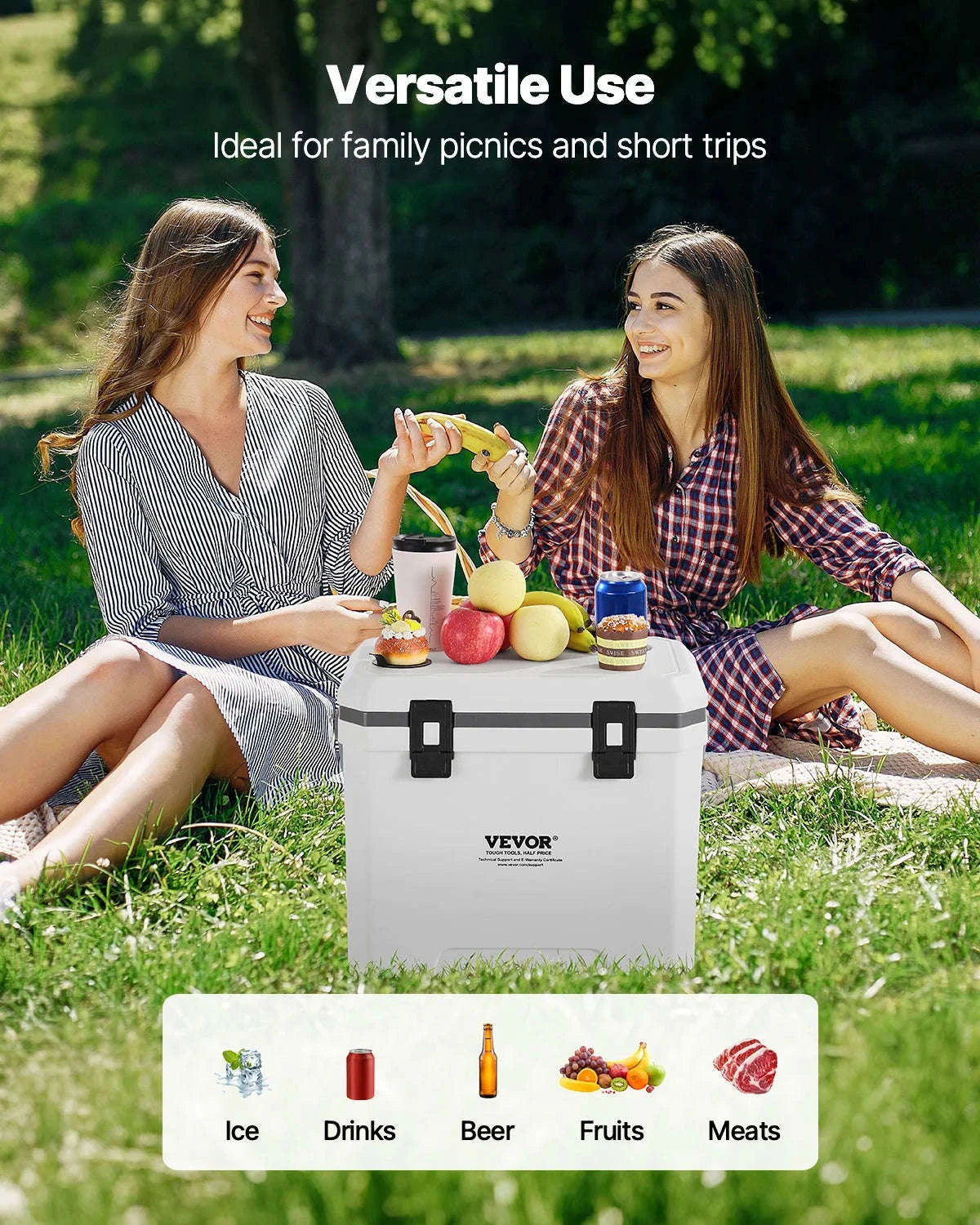 Portable Hard Cooler with Ice Retention, Heavy-Duty Handles and Cup Holder-16.5qt / United States