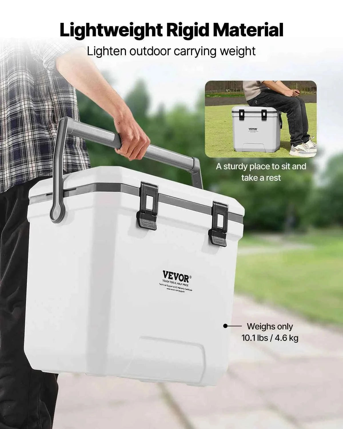 Portable Hard Cooler with Ice Retention, Heavy-Duty Handles and Cup Holder-16.5qt / United States