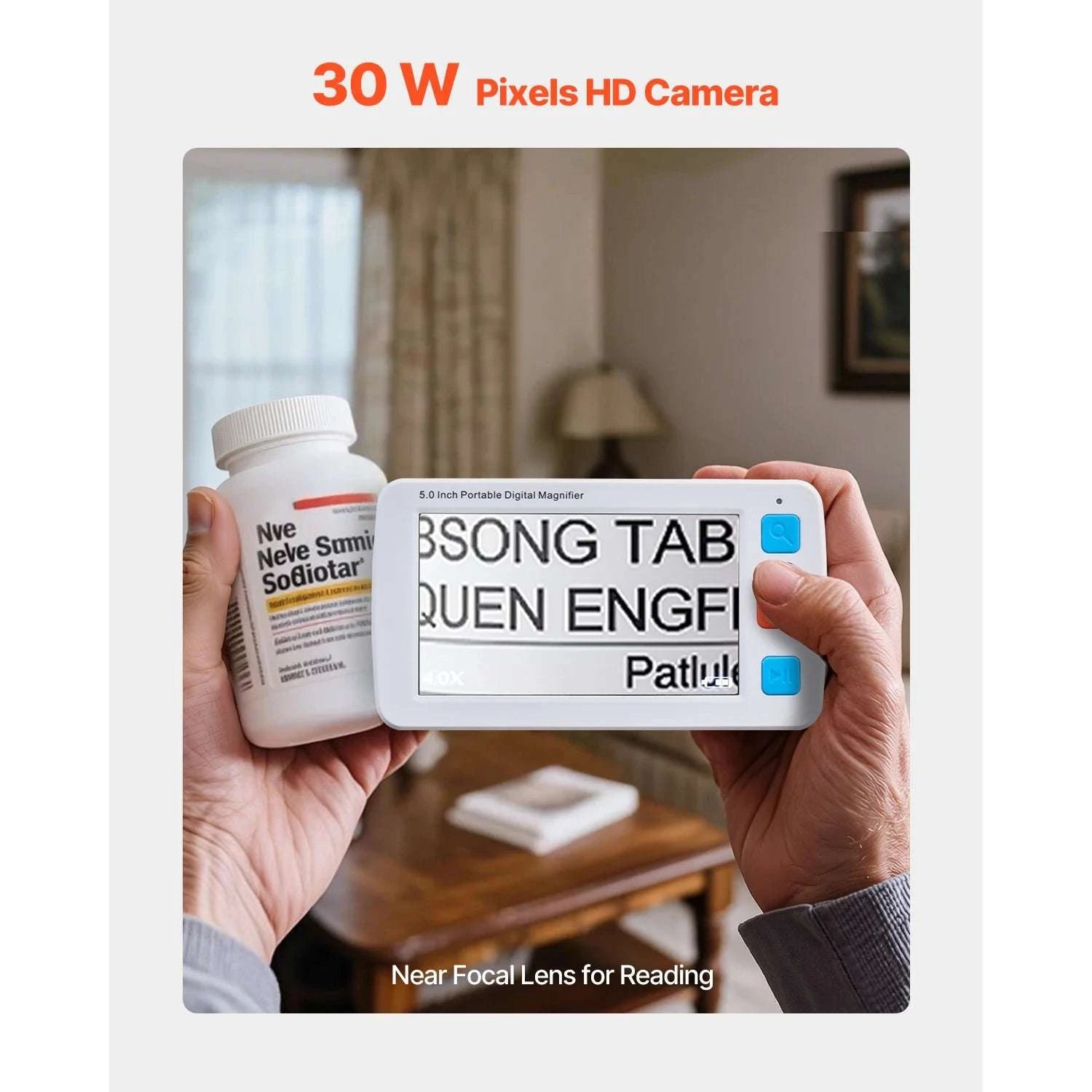 Portable HD Digital Magnifier with 5" Screen & 4X–48X Zoom-1 Len / United States