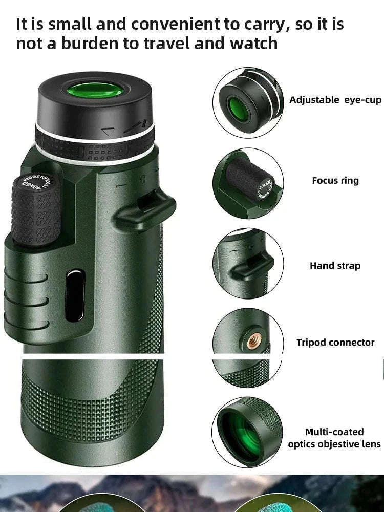 Portable HD Monocular Telescope for Outdoor Adventures-G872D-Green suit2