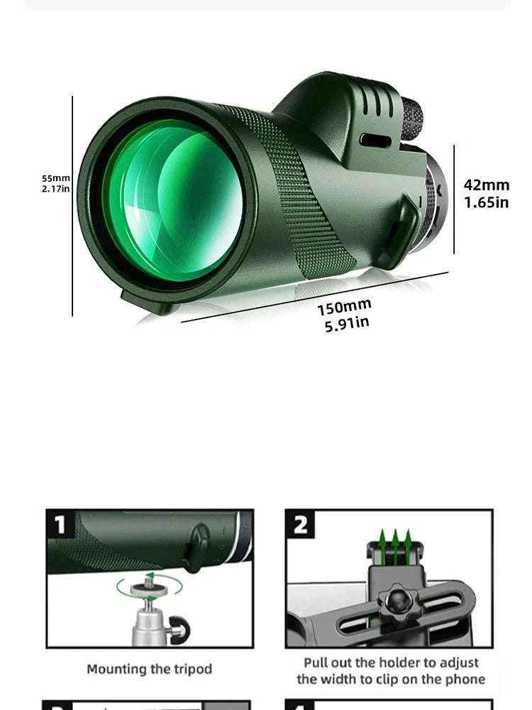 Portable HD Monocular Telescope for Outdoor Adventures-G872D-Green suit2