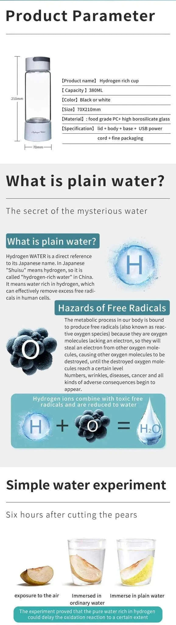 Portable Hydrogen-Rich Water Cup USB Rechargeable 420ml-style 2Upgraded