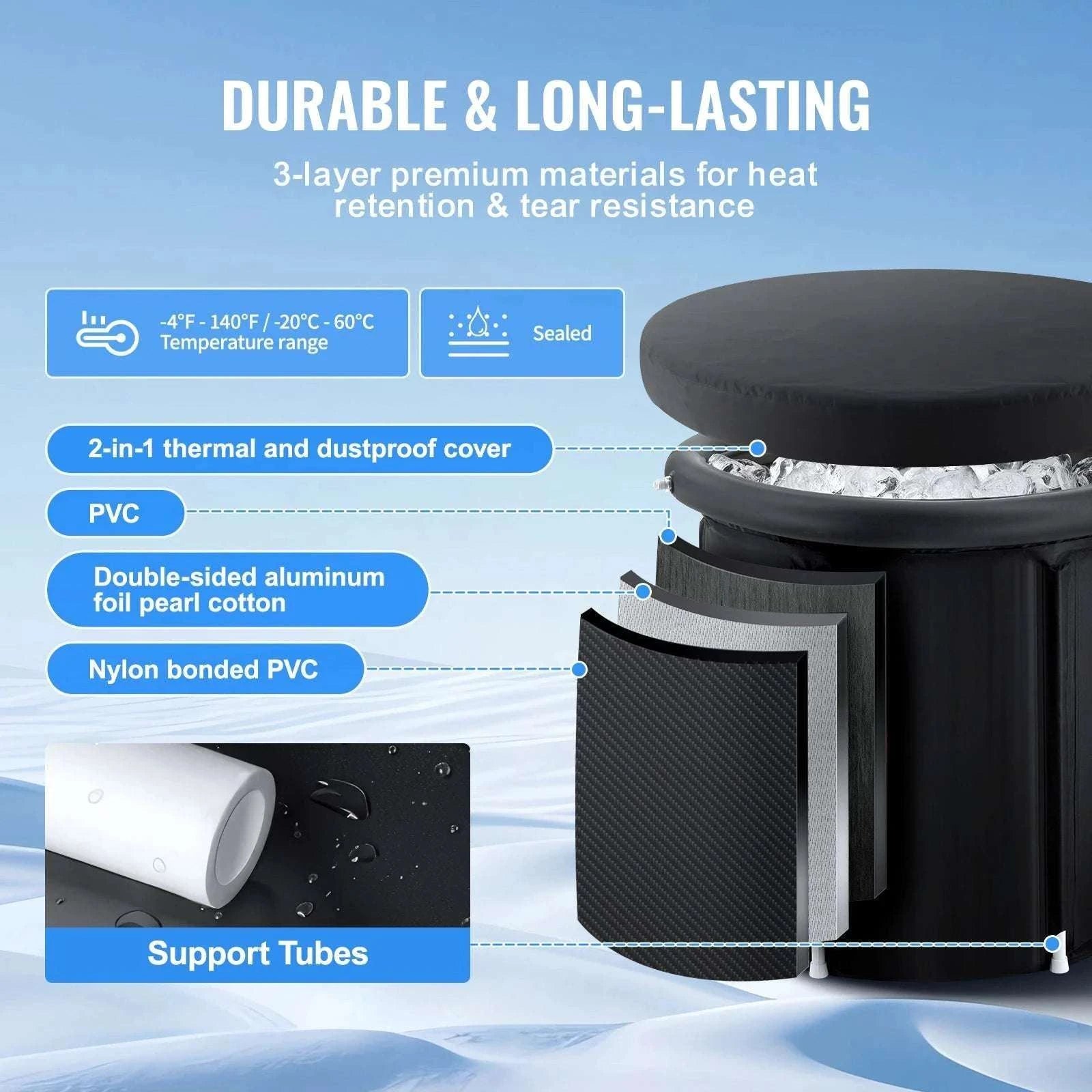Portable Ice Bath Tub for Athletes 33.5" Cold Plunge Pool-75x90 / spain