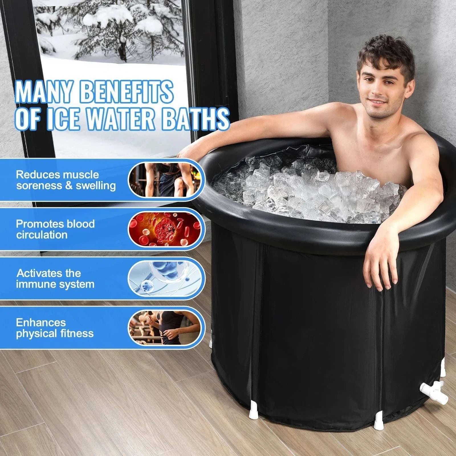 Portable Ice Bath Tub for Athletes 33.5" Cold Plunge Pool-75x90 / spain