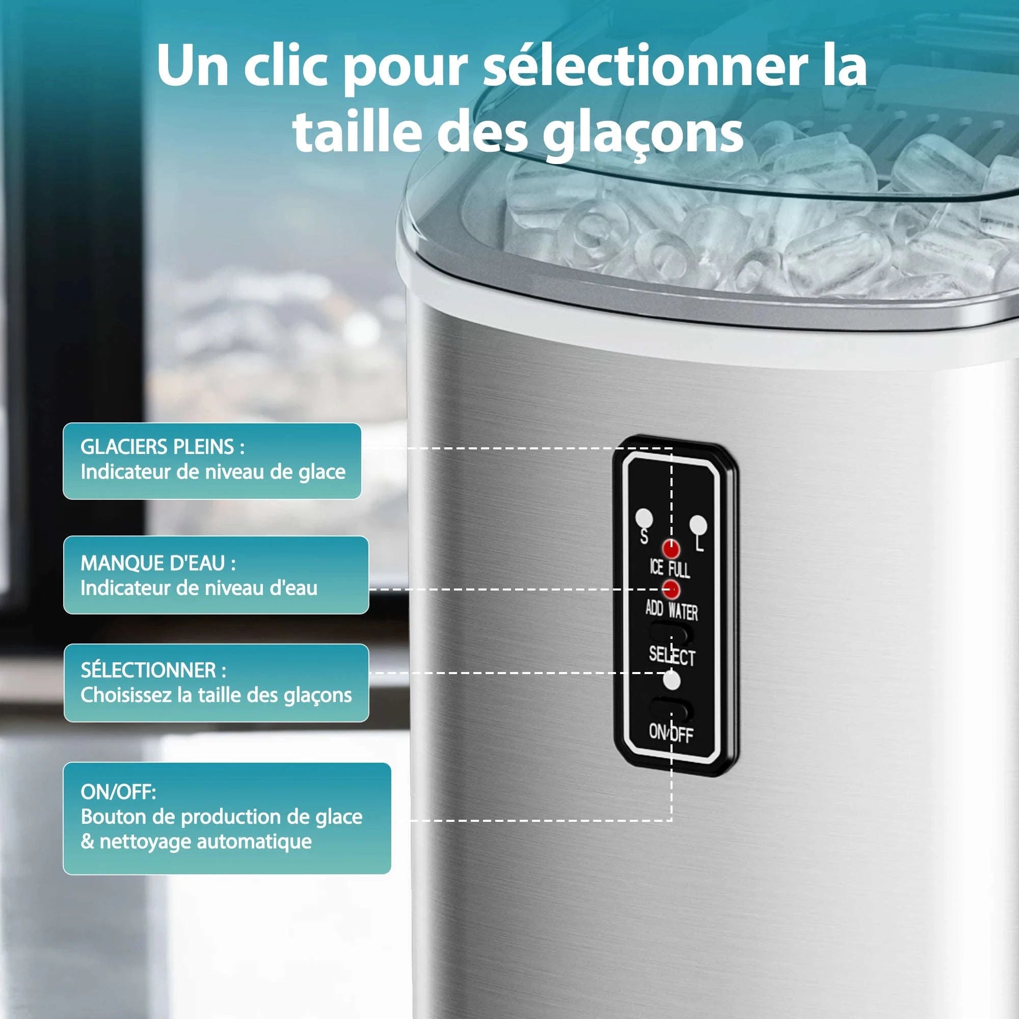 Portable Ice Maker, 9 Cubes in 6–12 Minutes, Black-IM008-BBL / EU / Germany