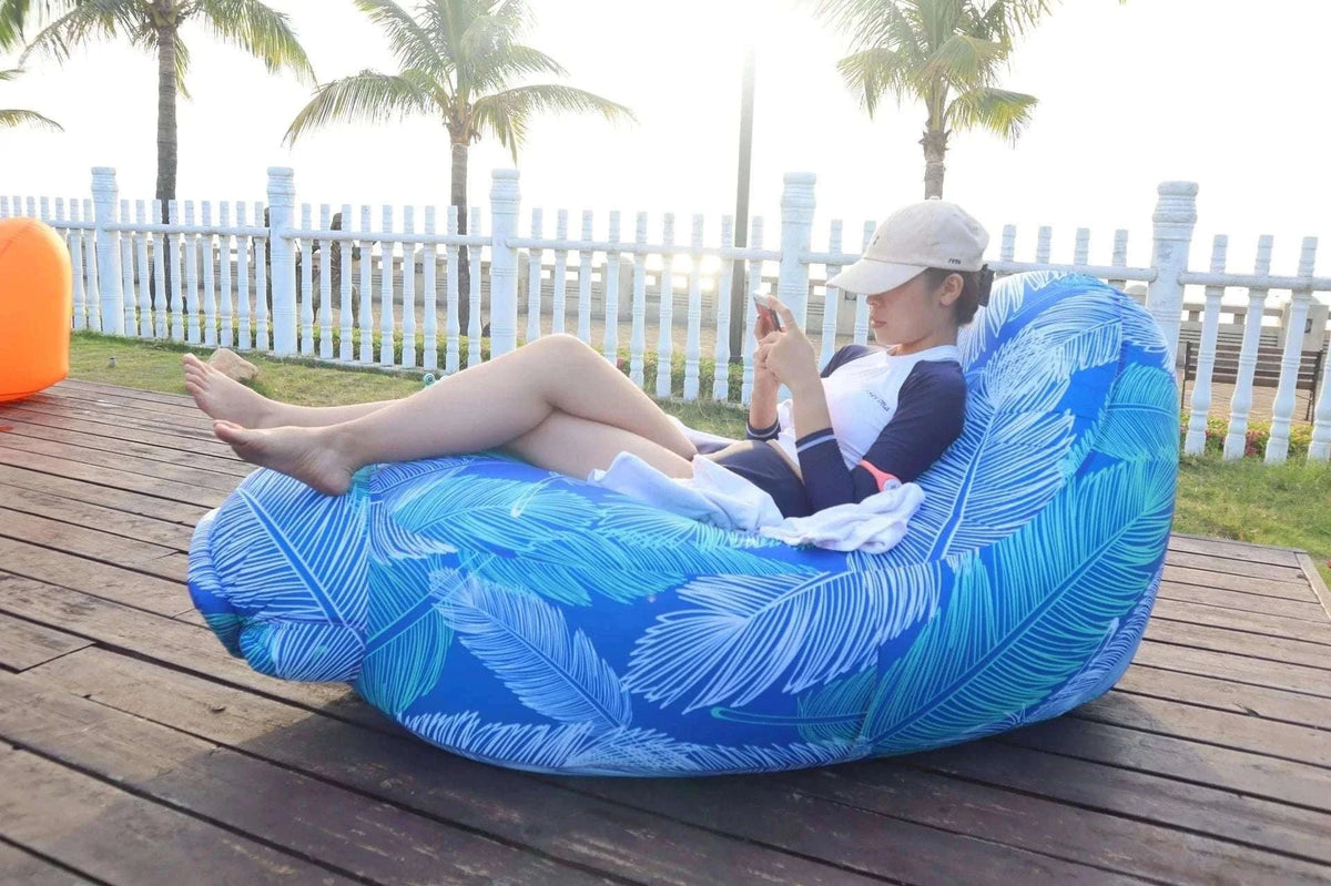 Portable Inflatable Lounge Chair for Outdoor Relaxation-Blue without a net / CN