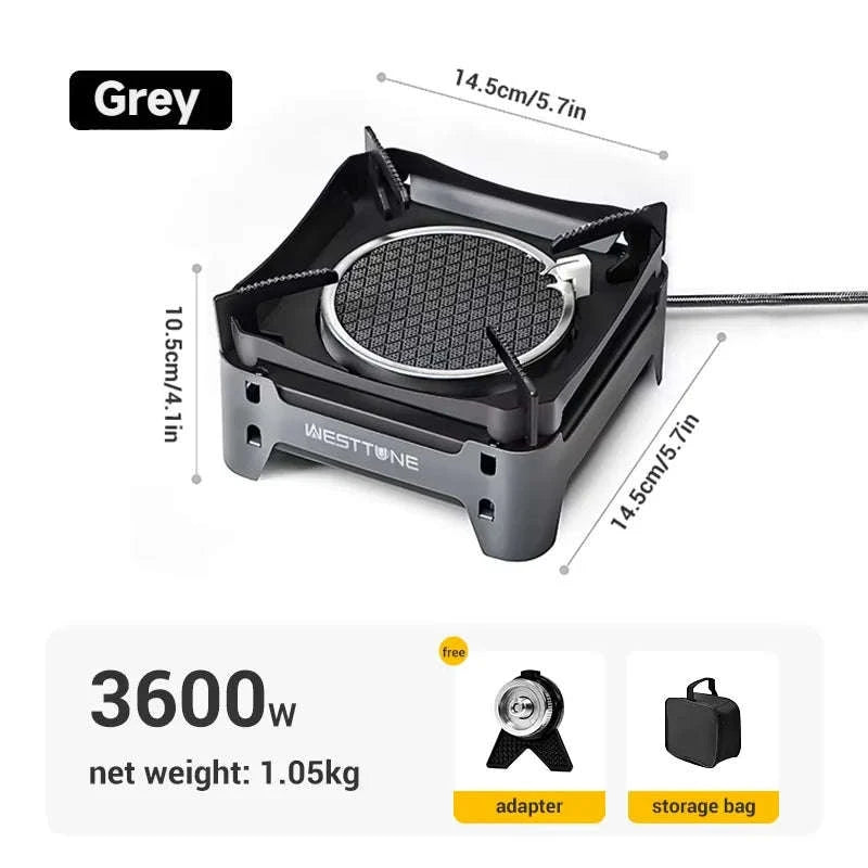 Portable Infrared Gas Stove with Electronic Ignition for Camping-Round White