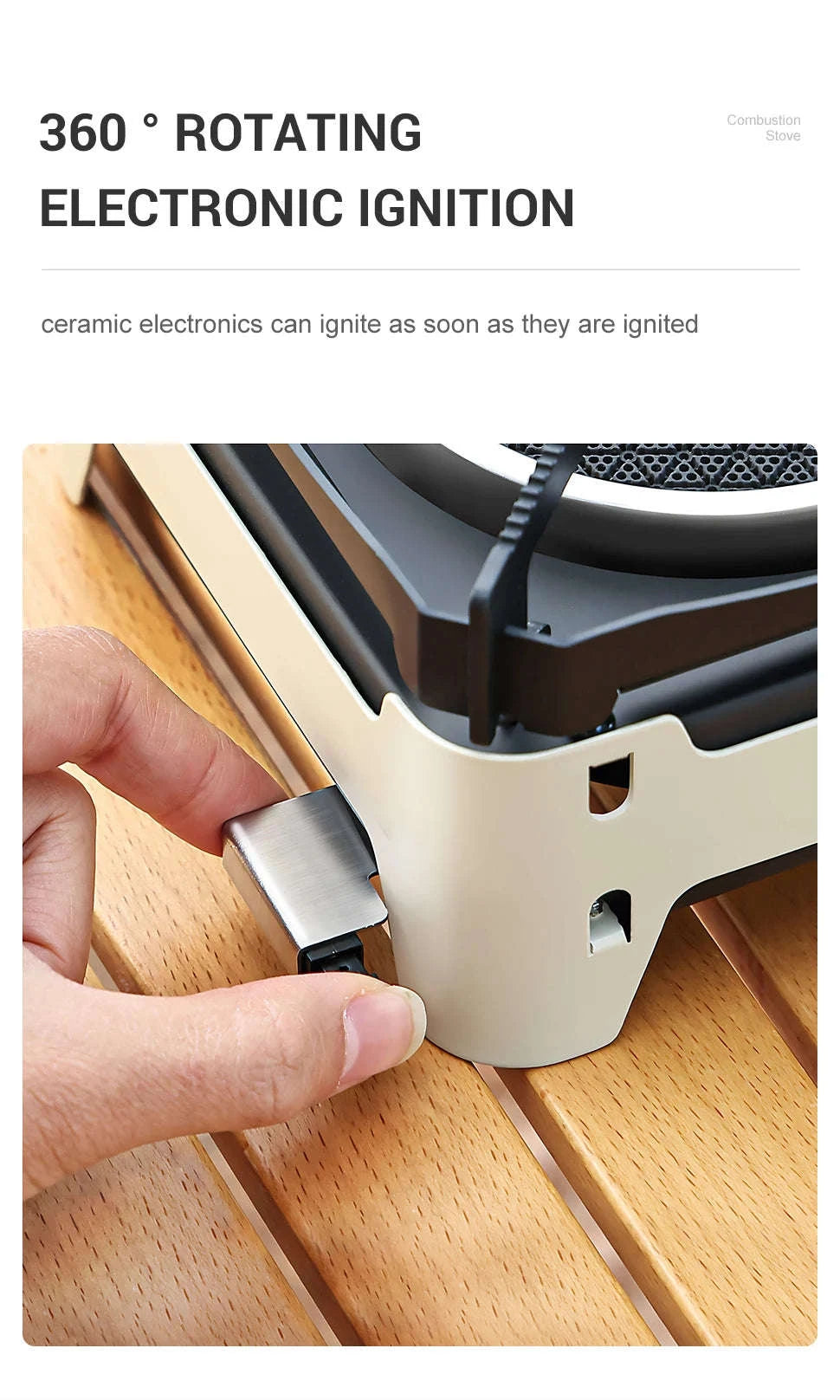 Portable Infrared Gas Stove with Electronic Ignition for Camping-Round White
