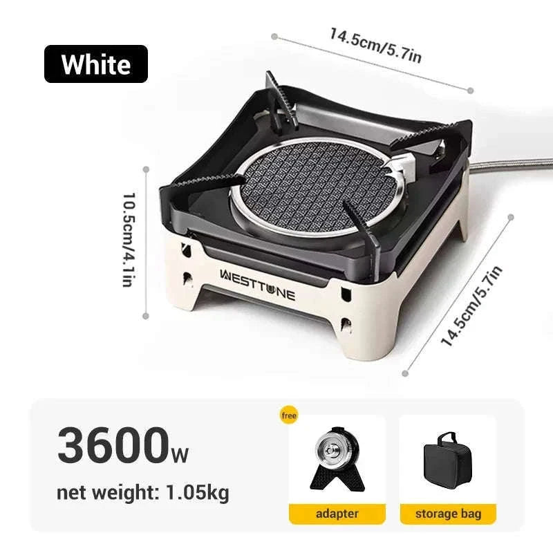 Portable Infrared Gas Stove with Electronic Ignition for Camping-Round White