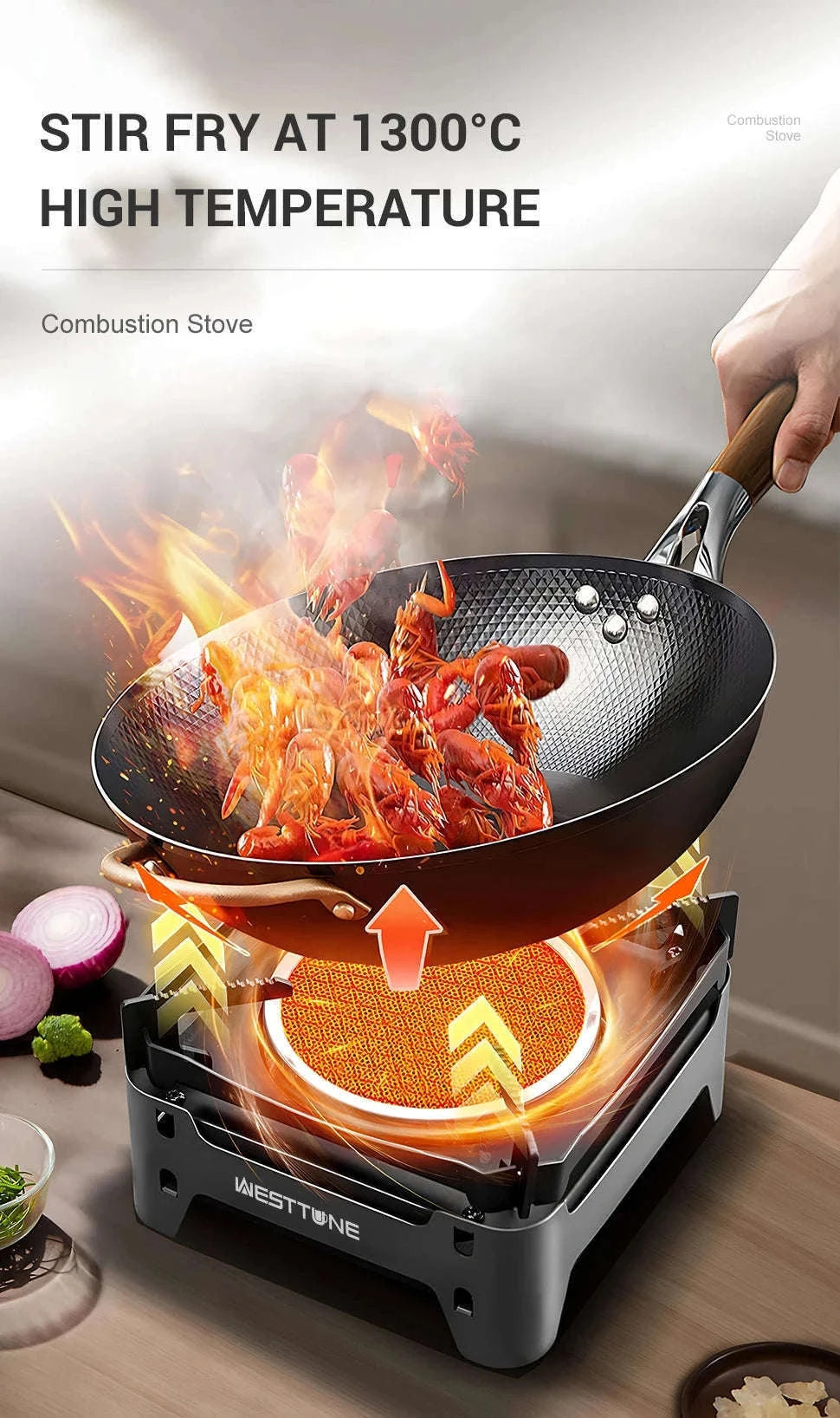 Portable Infrared Gas Stove with Electronic Ignition for Camping-Round White