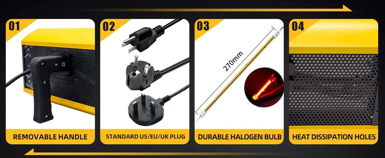 Portable Infrared Paint Curing Lamp 1000W/2000W for Car Repair-DT-SC-002 / 220V EU / GERMANY
